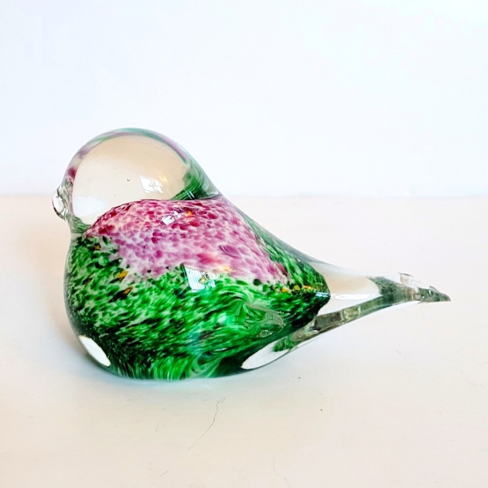 Colorful Glass Bird Figurine Paperweight